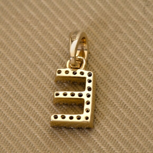 Real Natural Ethically Sourced Earth Diamond Gold Initial E Pendant Stamped 10K - Picture 4 of 4